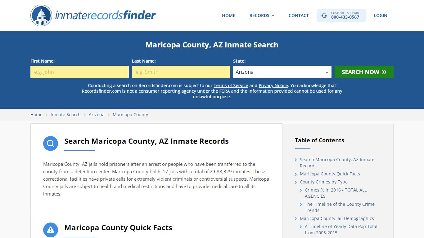 Maricopa County, AZ Inmate Lookup & Jail Records Online - RecordsFinder