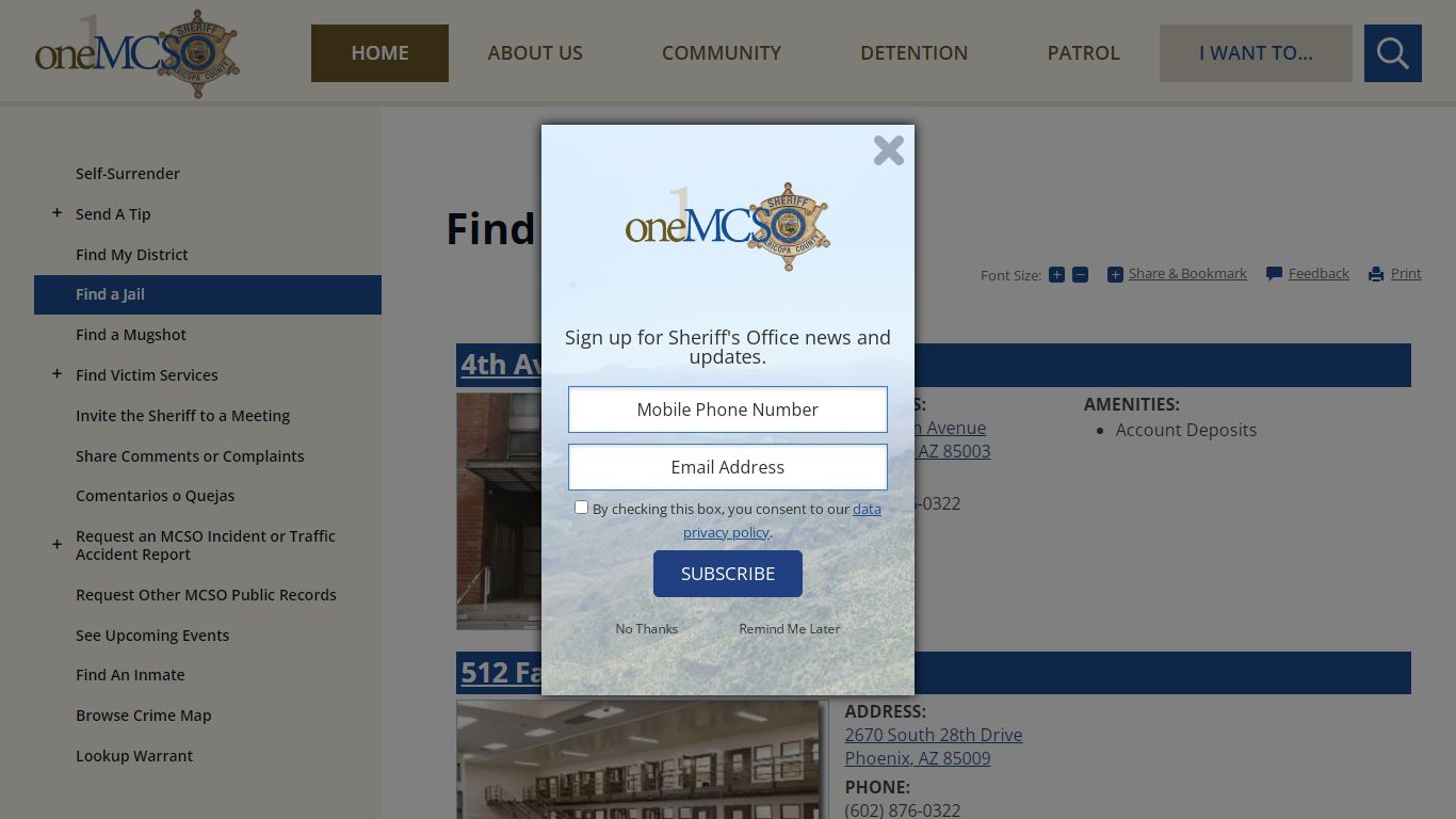 Find a Jail | Maricopa County Sheriff's Office